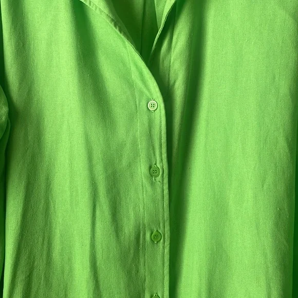 Vintage The Limited linen blend neon green oversized long sleeve button down - Picture 2 of 6